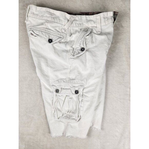 Guess USA Men's Size W31x12 Distressed Baggy Fit Linen/Cotton Cargo Shorts White - Picture 12 of 16